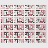 London UK Icons Gift Wrap, Red, Black, Union Jack Cadeaupapier (Vlak)