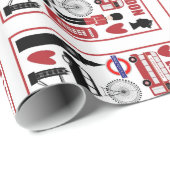 London UK Icons Gift Wrap, Red, Black, Union Jack Cadeaupapier (Rol Hoek)