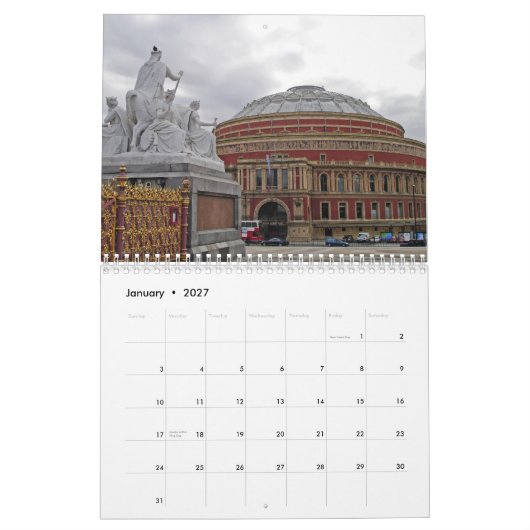 London UK, kalender 2010 (Jan 2027)