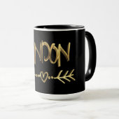 London UK Love Black Gold Typography Elegant Mok (Voorkant rechts)