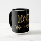 London UK Love Black Gold Typography Elegant Mok (Voorkant links)