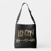 London UK Love Gold Typography Elegant Crossbody Tas (Achterkant)