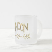 London UK Love Gold Typography Elegant Text Matglas Koffiemok (Voorkant rechts)