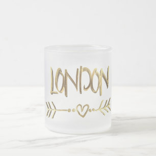 London UK Love Gold Typography Elegant Text Matglas Koffiemok