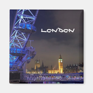 London UK Night Landscape London Eye Uitzicht Magneet