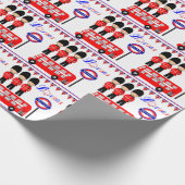 London UK Queens Guard Red Bus Cute Pattern Cadeaupapier (Hoek)