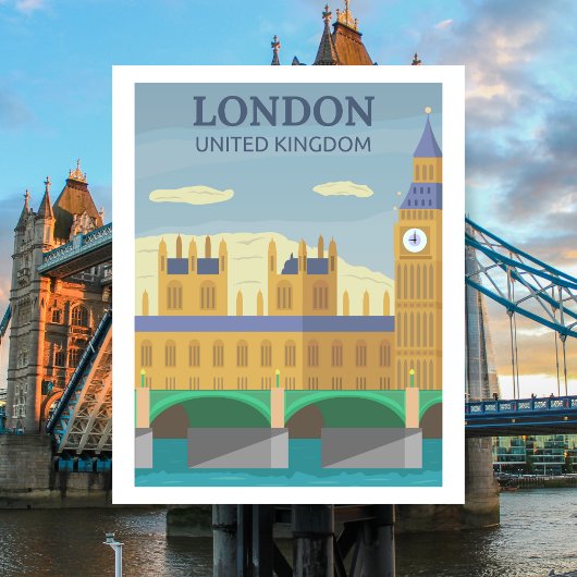 London, UK  Retro Travel Briefkaart