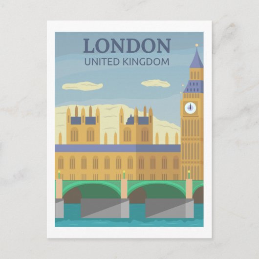 London, UK  Retro Travel Briefkaart (Voorkant)