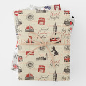 London UK Street Gift Wrapping Paper Set of 3 (In situ)