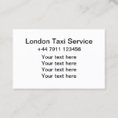 London UK Taxi Service Visitekaartje (Achterkant)