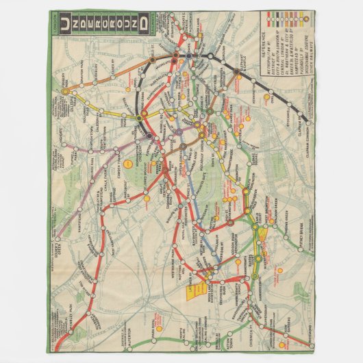 London Underground Railways Map Fleece Deken (Voorkant)