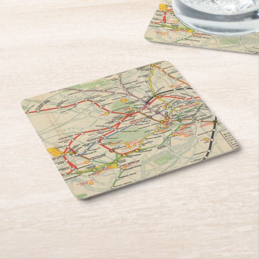 London Underground Railways Map Kartonnen Onderzetters (Schuin)