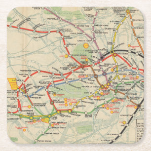 London Underground Railways Map Kartonnen Onderzetters