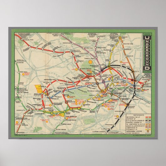 London Underground Railways Map Poster (Voorkant)