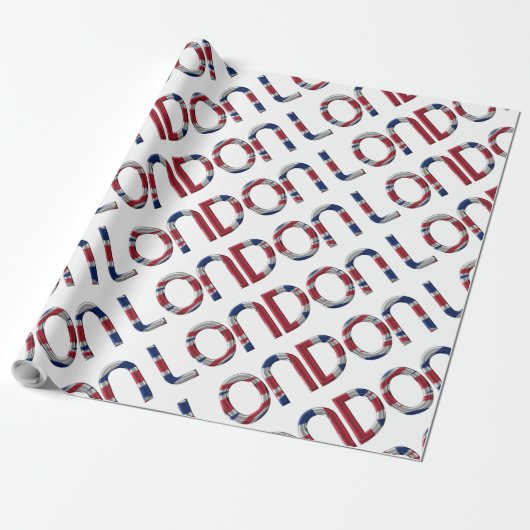 London Union Jack British Flag Typography Elegant Cadeaupapier (Uitgerold)