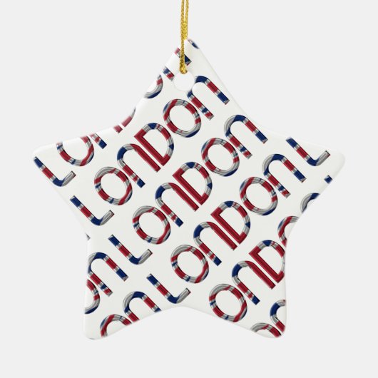 London Union Jack British Flag Typography Elegant Keramisch Ornament (Voorkant)