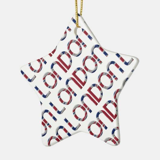 London Union Jack British Flag Typography Elegant Keramisch Ornament (Links)