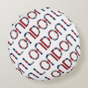 London Union Jack British Flag Typography Elegant Rond Kussen