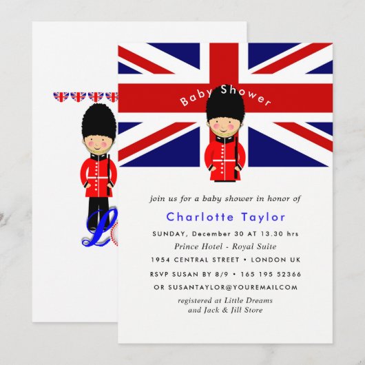 London Union Jack Theme Baby shower Kaart (Voorkant / Achterkant)