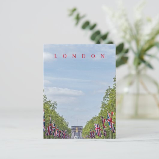 London Union Jack vlaggen op het Mall briefkaart (Staand voorkant)