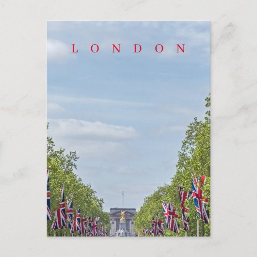 London Union Jack vlaggen op het Mall briefkaart (Voorkant)