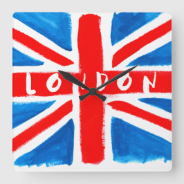 London Union Jack Wall Clock Vierkante Klok