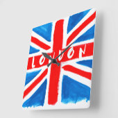 London Union Jack Wall Clock Vierkante Klok (Hoek)