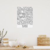 London United Kingdom Black & White City Map Poster (Keuken)