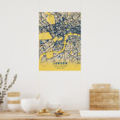 London - United Kingdom Yellow City Map Poster (Keuken)