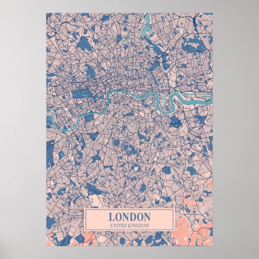 London - Verenigd Koninkrijk Breezy City Map Poster (Voorkant)