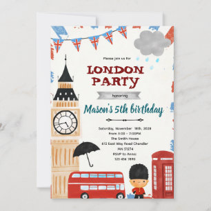 London verjaardag baby shower uitnodiging
