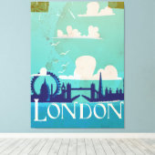 London vintage-poster canvas afdruk (Insitu (Houten vloer))
