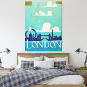 London vintage-poster canvas afdruk (Insitu (Slaapkamer))