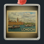 London Vintage Travel Ornament UK<br><div class="desc">Een coole vintage Londense ornament met Westminster Abbey op de rivier de Theems voor deze leuke Engelse scene.</div>