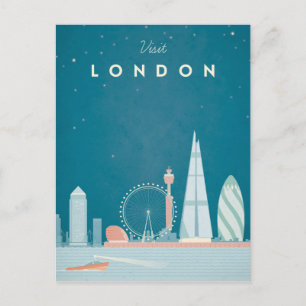London Vintage Travel Poster - Art Briefkaart