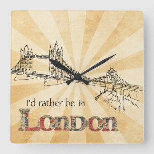 London Wall Clock Vierkante Klok