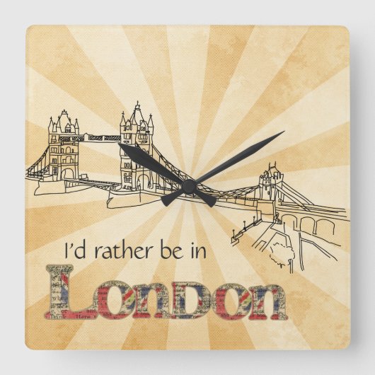 London Wall Clock Vierkante Klok (Voorkant)