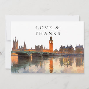 London Watercolor Trouwfoto Bedankkaart