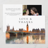 London Watercolor Wedding Photo Bedankkaart (Voorkant / Achterkant)