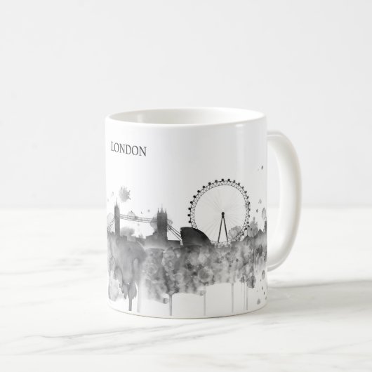 London Waterverf Black City Skyline Modern Koffiemok (Voorkant rechts)