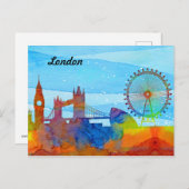 London waterverf briefkaart (Voorkant / Achterkant)