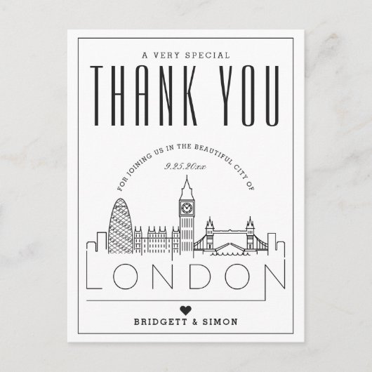 London Wedding | Bedankt voor komst! Briefkaart (Voorkant)