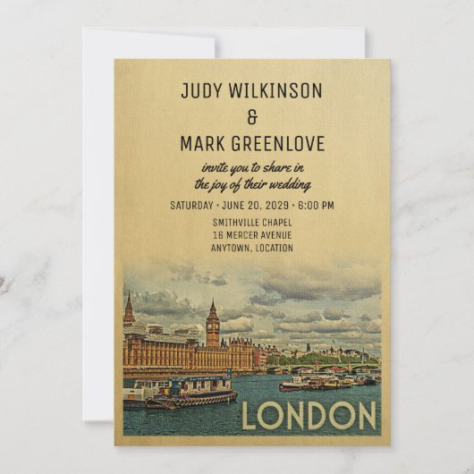 London Wedding Invitation UK Kaart (Voorkant)