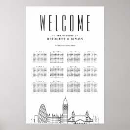 London Wedding | Landtekens 12 Tabel Zitkuur Poster