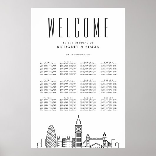 London Wedding | Landtekens 12 Tabel Zitkuur Poster (Voorkant)
