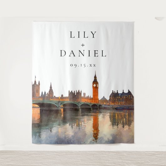 London Wedding Photo Backdrop Wandkleed (Voorkant)