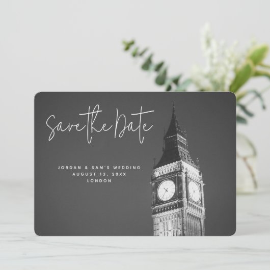 London Wedding Save the Date Big Ben Invitation Kaart (Staand voorkant)