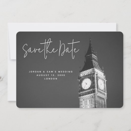 London Wedding Save the Date Big Ben Invitation Kaart (Voorkant)