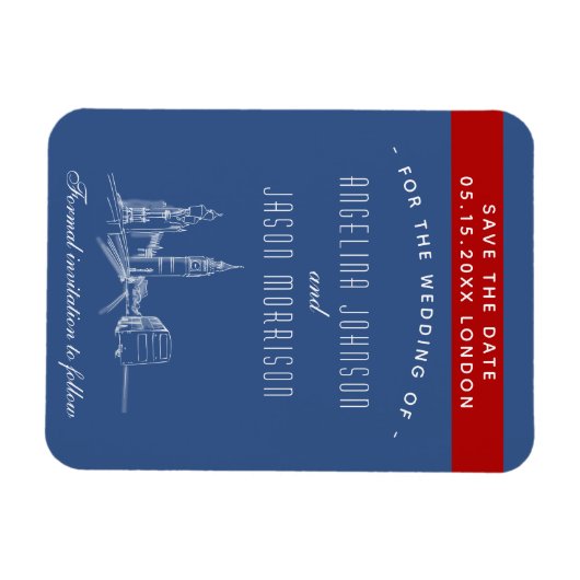 London Wedding Save the Date Invitation Magneet (Horizontaal)