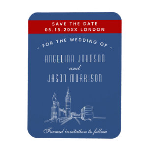 London Wedding Save the Date Invitation Magneet